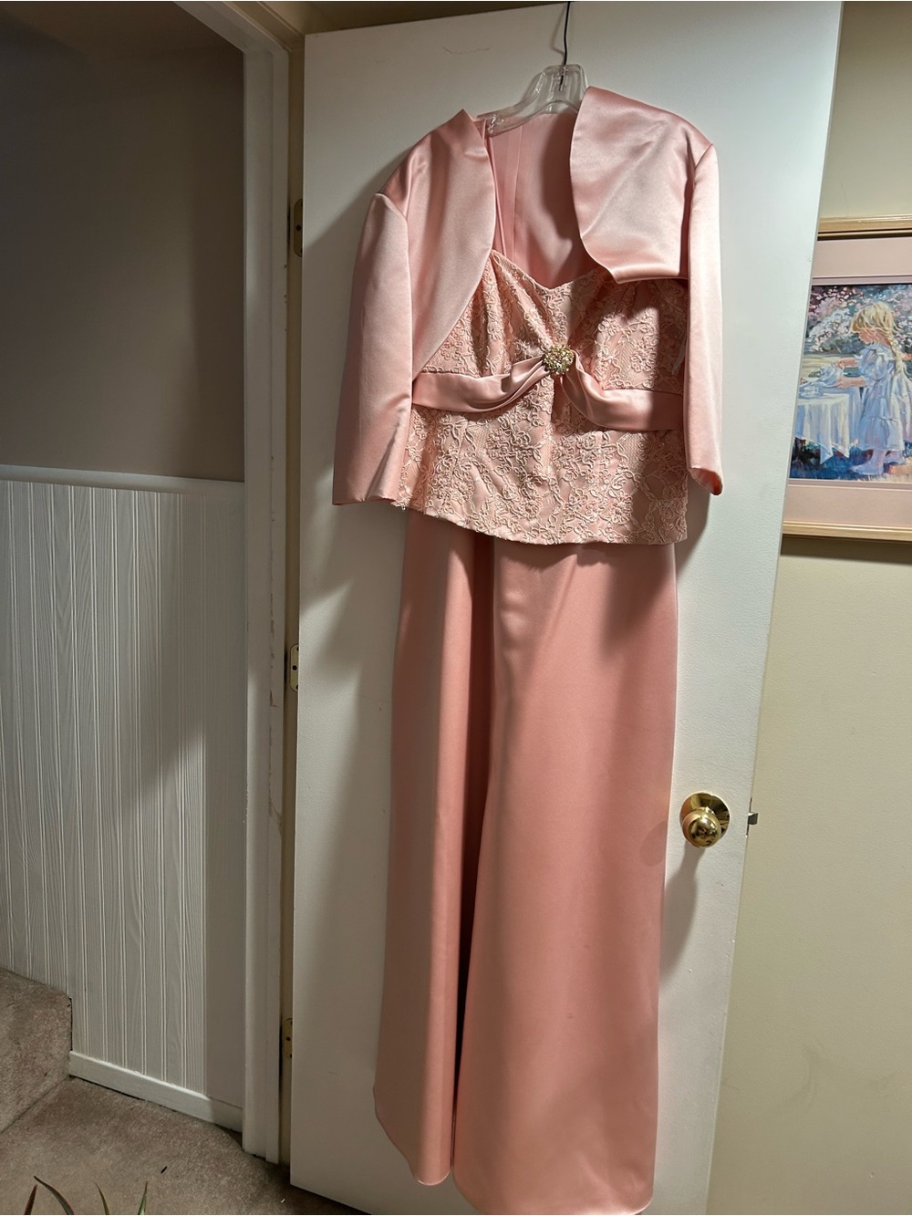 Katherine's Collection Dusty Pink Satin & Lace Two-Piece Formal Dress Set